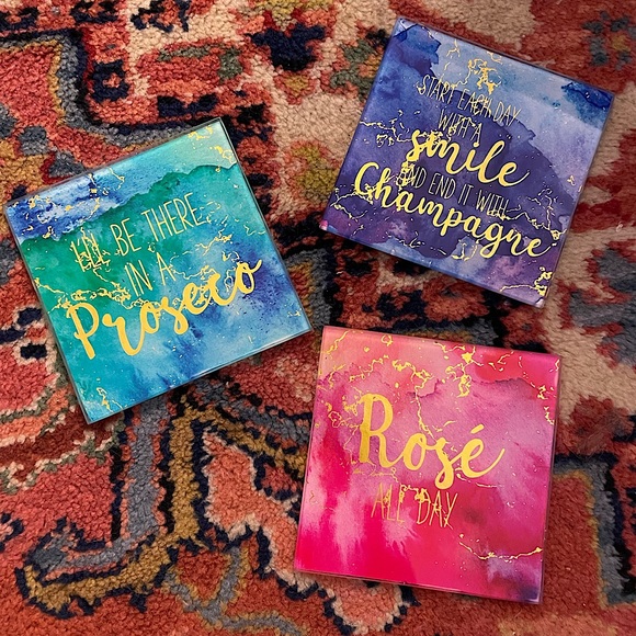 Punny Funny Classy Glass Coasters - Set of 3 - Cute for a party and your drinks! - Picture 3 of 3